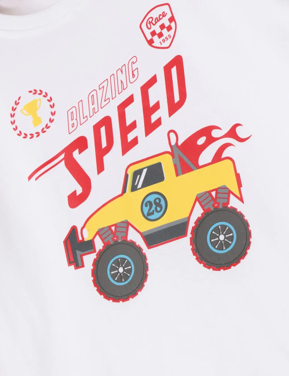 Boys Cotton T-Shirt | Blazing Speed | Pure White | 7-14Y