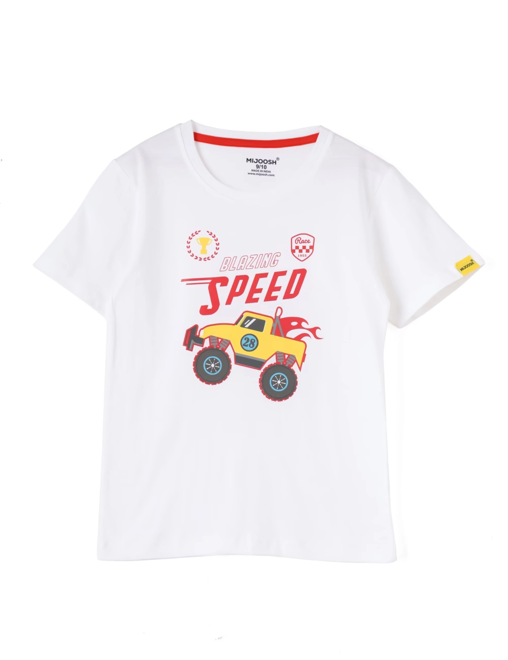 Boys Cotton T-Shirt | Blazing Speed | Pure White | 7-14Y