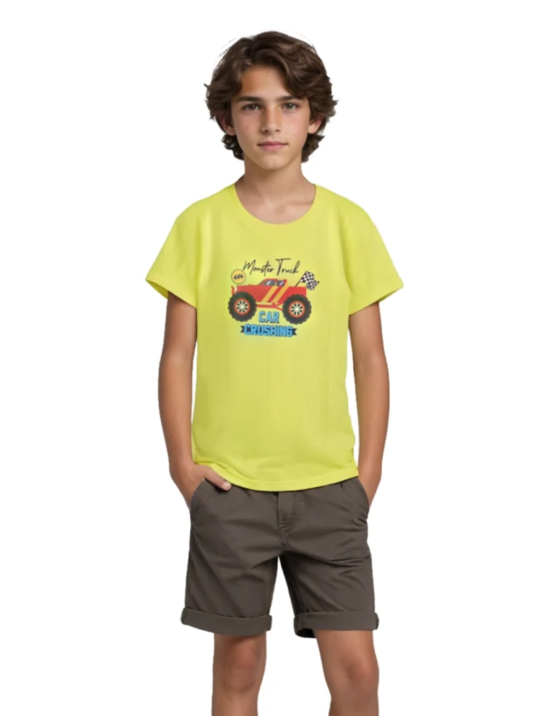 Boys Cotton T-Shirt | Monster Truck | Sulphur Spring Lime | 7-14Y