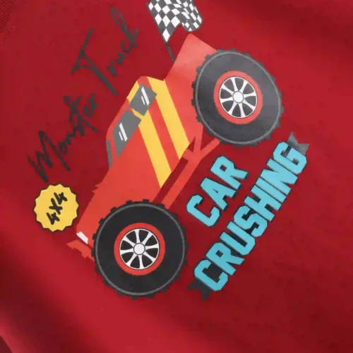 Boys Cotton T-Shirt | Monster Truck | Winery Red | 7-14Y