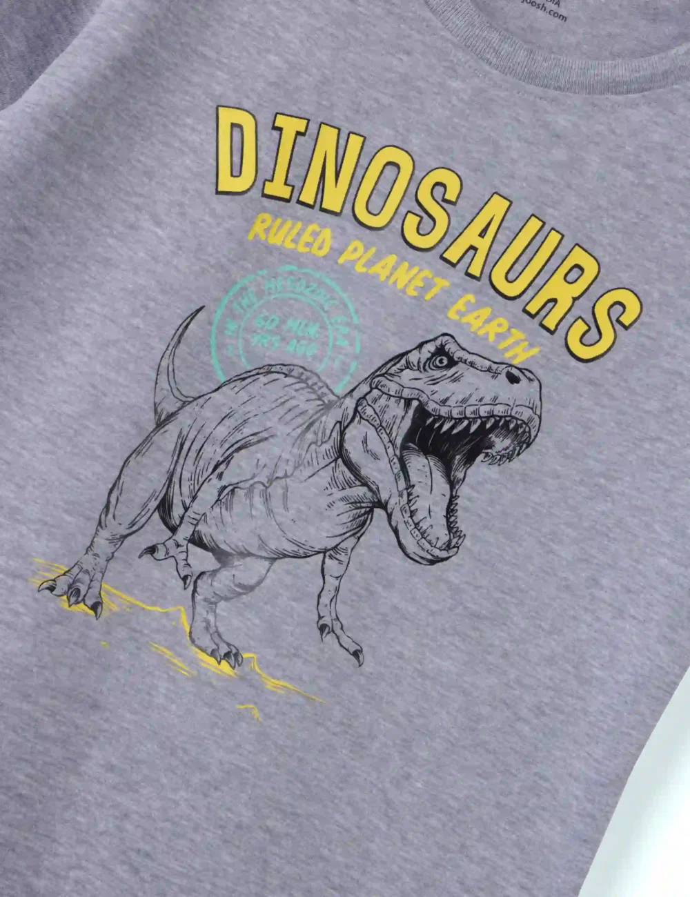 Boys Cotton T-Shirt | Dinosaurs | Grey Heather | 7-14Y