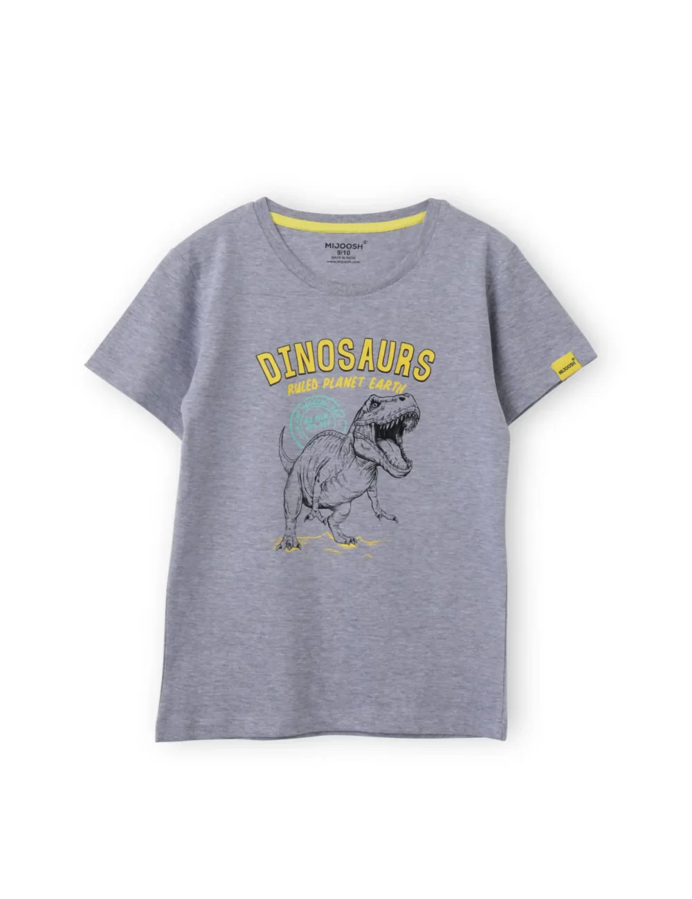 Boys Cotton T-Shirt | Dinosaurs | Grey Heather | 7-14Y