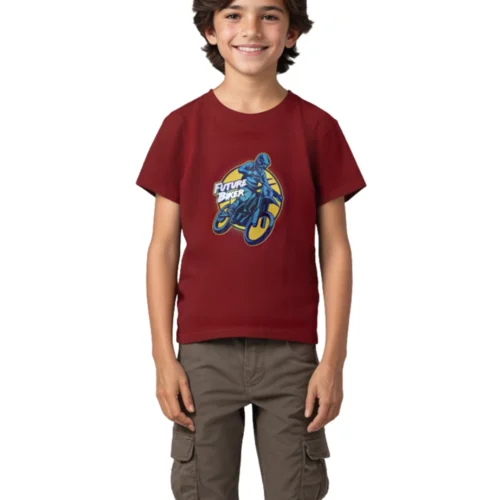 Boys Cotton T-Shirt | Future Biker | Winery Red | 7-14Y