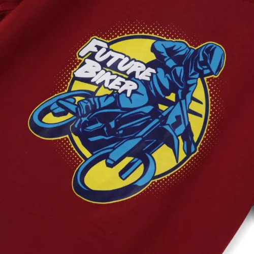 Boys Cotton T-Shirt | Future Biker | Winery Red | 7-14Y