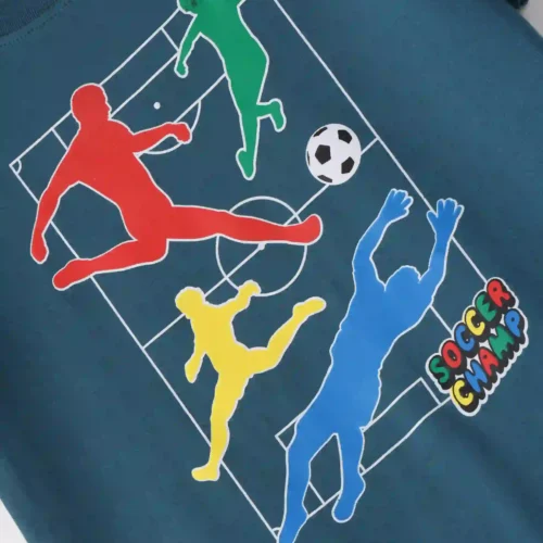 Boys Cotton T-Shirt | Soccer Camp | Blue Coral | 7-14Y