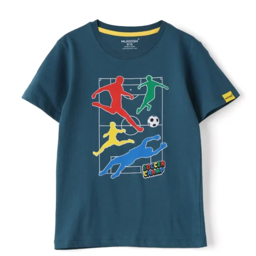 Boys Cotton T-Shirt | Soccer Camp | Blue Coral | 7-14Y