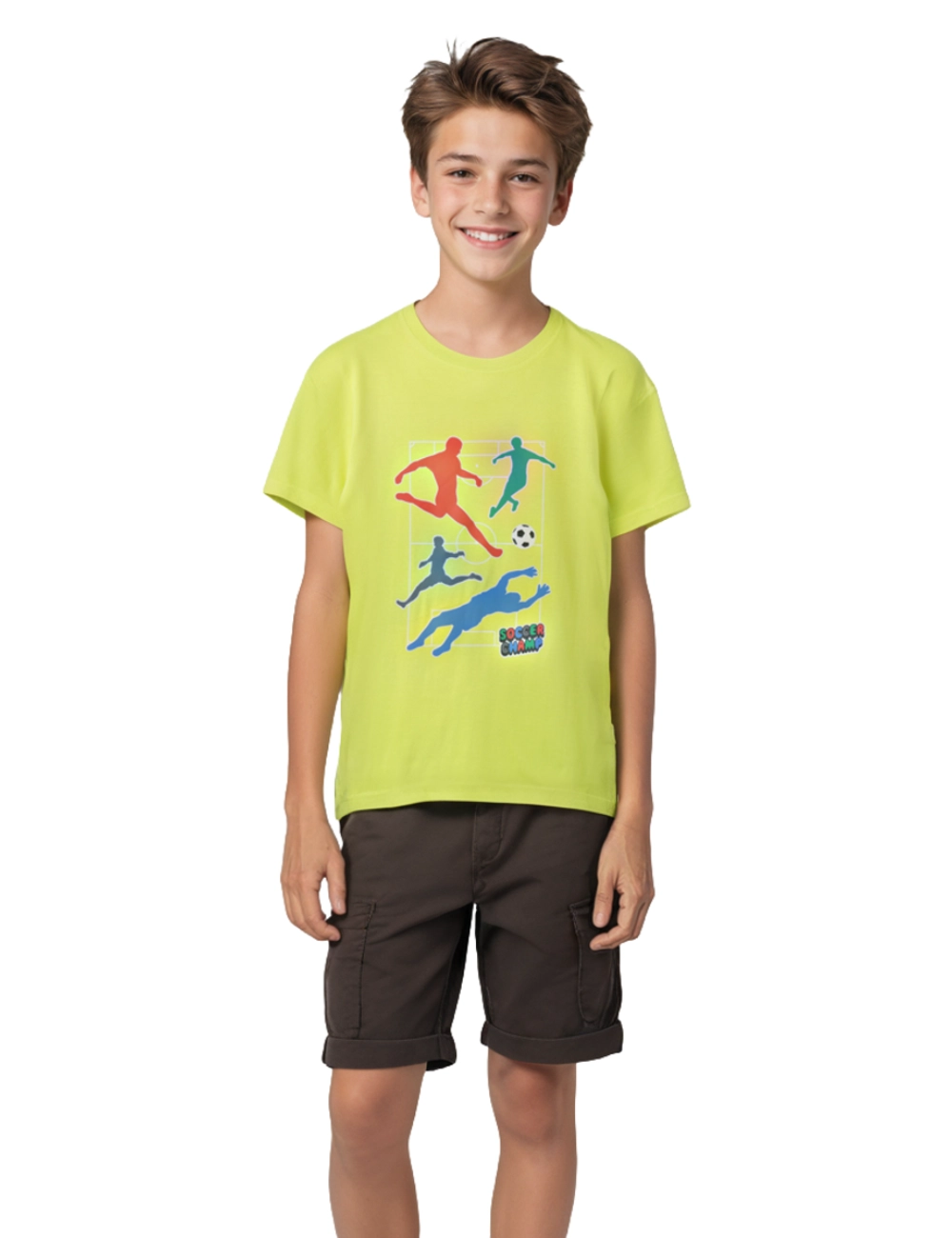 Boys Cotton T-Shirt | Soccer Camp | Sulphur Spring Lime | 7-14Y