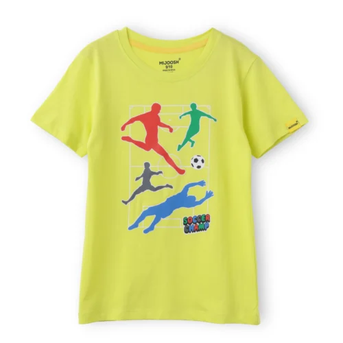 Boys Cotton T-Shirt | Soccer Camp | Sulphur Spring Lime | 7-14Y