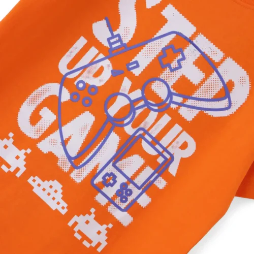 Boys Cotton T-Shirt | Step Your Game | Scarlet Ibis Orange | 7-14Y
