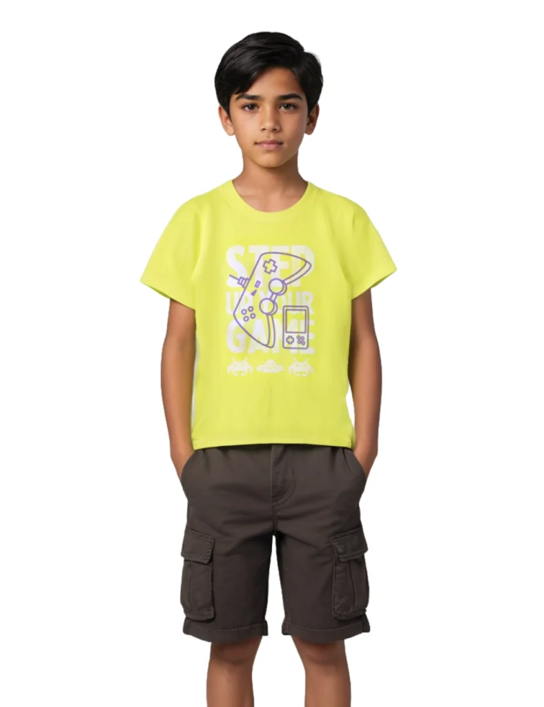Boys Cotton T-Shirt | Step Your Game | Sulphur Spring Lime | 7-14Y