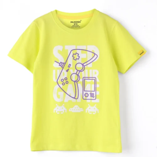 Boys Cotton T-Shirt | Step Your Game | Sulphur Spring Lime | 7-14Y