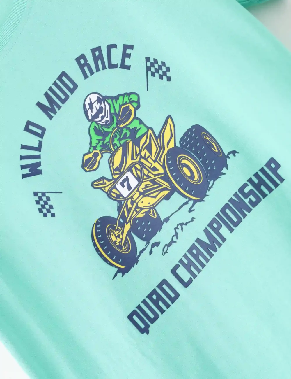 Boys Cotton T-Shirt | Wild Mud Race | Biscay Green | 7-14Y