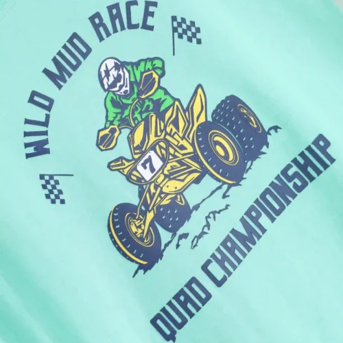 Boys Cotton T-Shirt | Wild Mud Race | Biscay Green | 7-14Y