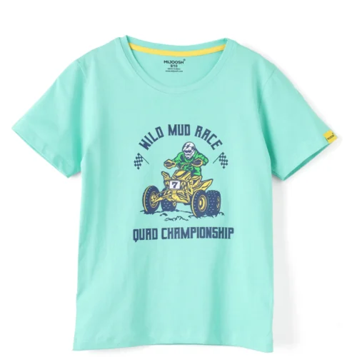Boys Cotton T-Shirt | Wild Mud Race | Biscay Green | 7-14Y