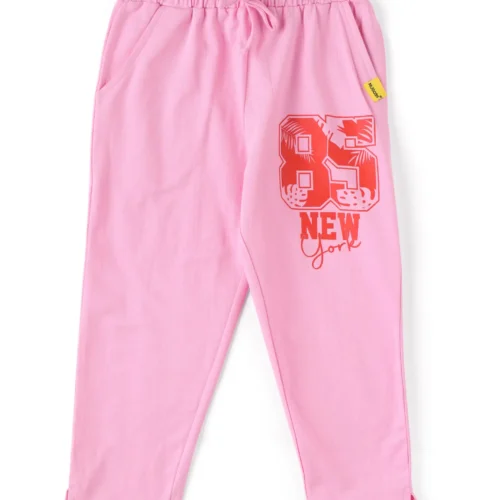 Girls cotton capri pants pink New York French Terry