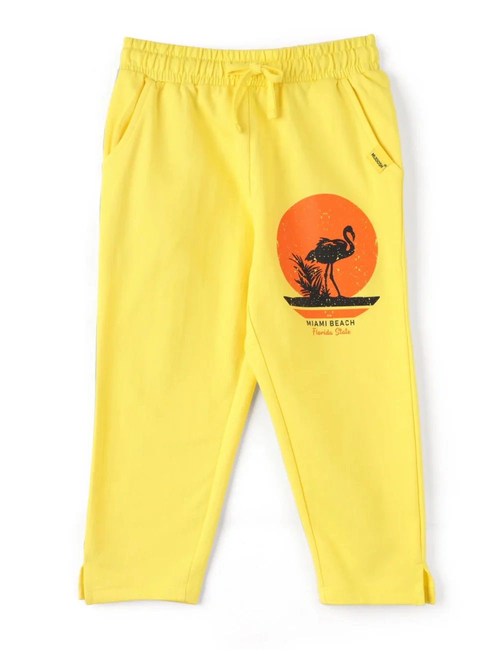 Girls cotton capri pants yellow Miami Beach French Terry