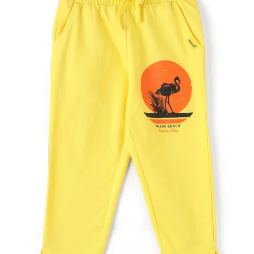 Girls cotton capri pants yellow Miami Beach French Terry