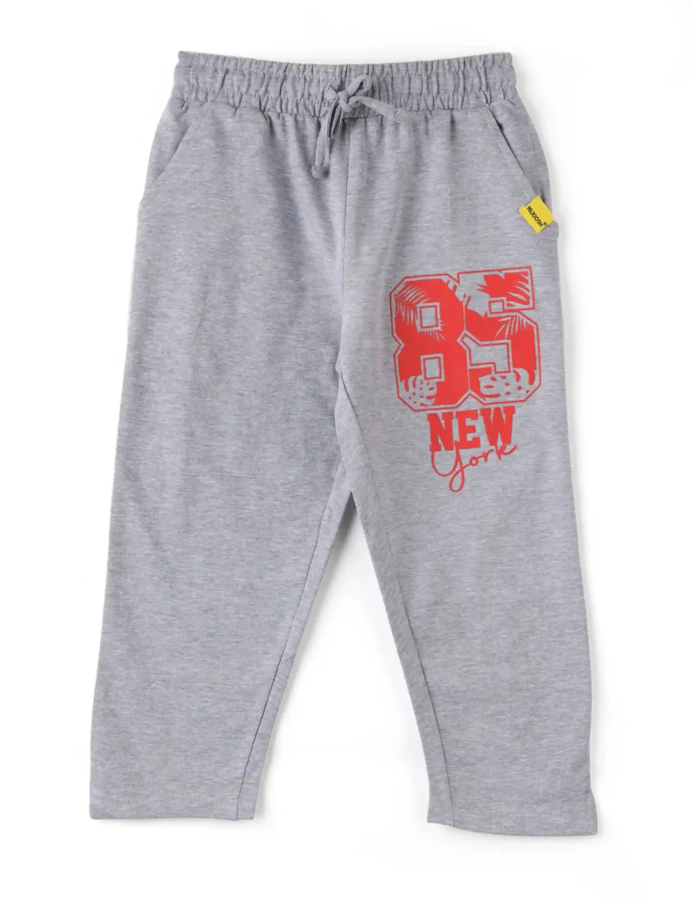 Girls cotton capri pants grey melange French Terry