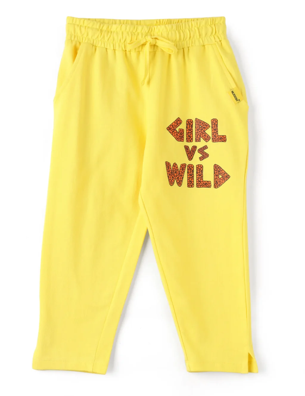 Girls cotton capri pants yellow French Terry