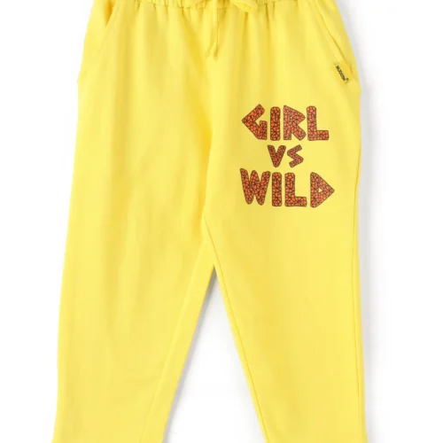 Girls cotton capri pants yellow French Terry