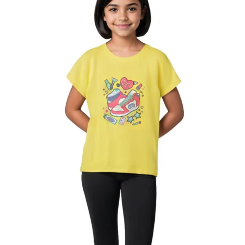Girls Cotton T-Shirt | Beauty Queen | Blazing Yellow | 7-14Y