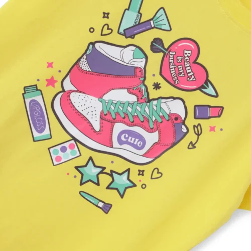 Girls Cotton T-Shirt | Beauty Queen | Blazing Yellow | 7-14Y