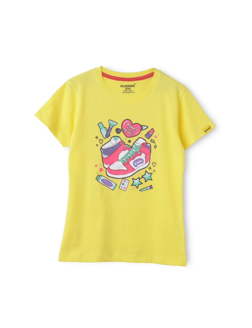 Girls Cotton T-Shirt | Beauty Queen | Blazing Yellow | 7-14Y