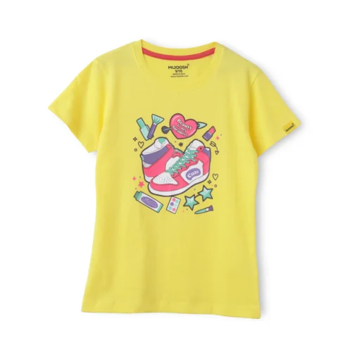 Girls Cotton T-Shirt | Beauty Queen | Blazing Yellow | 7-14Y