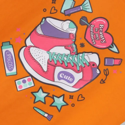 Girls Cotton T-Shirt | Beauty Queen | Vibrant Orange | 7-14Y