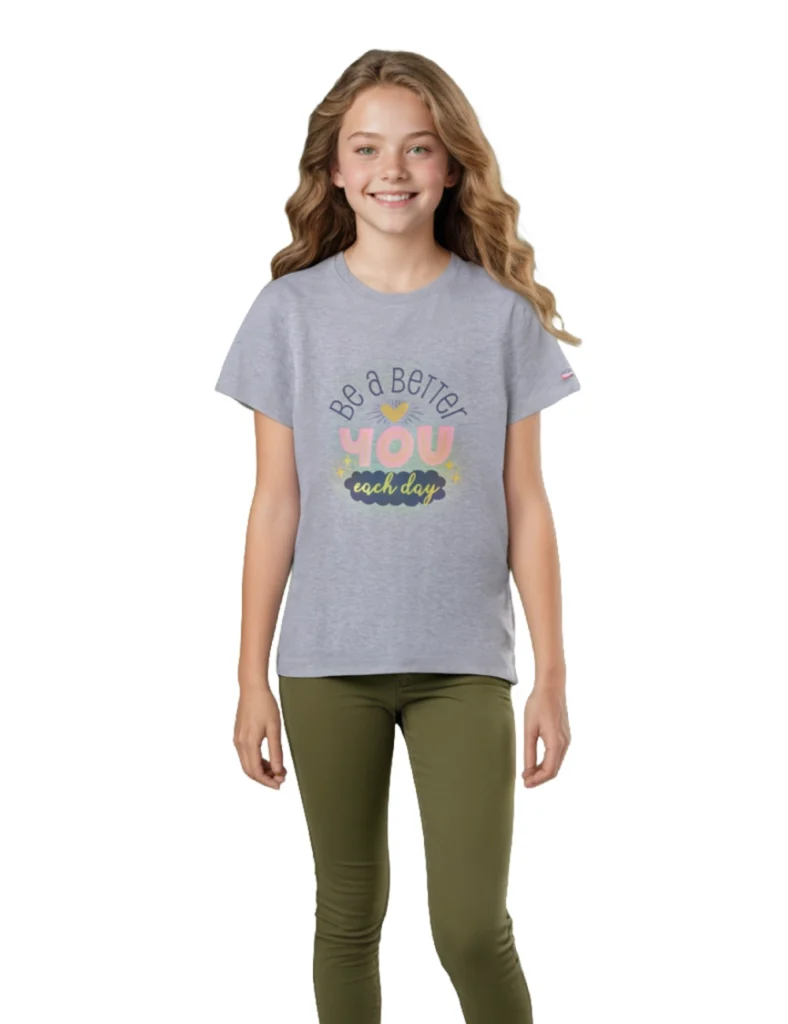 Girls Cotton T-Shirt | Be a Better | Grey Heather | 7-14Y