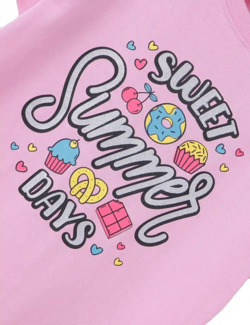 Girls Cotton T-Shirt | Sweet Summer | Bon Bon Pink | 7-14Y