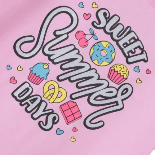 Girls Cotton T-Shirt | Sweet Summer | Bon Bon Pink | 7-14Y