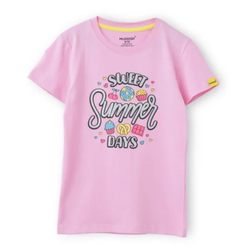 Girls Cotton T-Shirt | Sweet Summer | Bon Bon Pink | 7-14Y