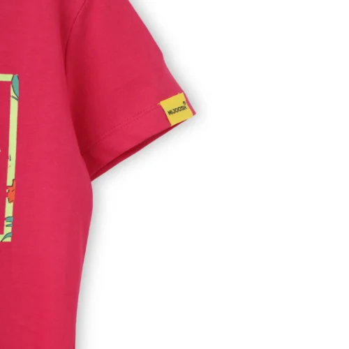 Girls Cotton T-Shirt | Paradise Beach | Bright Rose Pink | 7-14Y