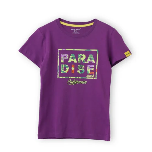 Girls Cotton T-Shirt | Paradise Beach | Violet Grape | 7-14Y