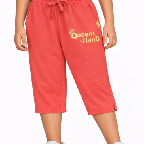 Girls Cotton Capri Pants | Red | 7-14Y