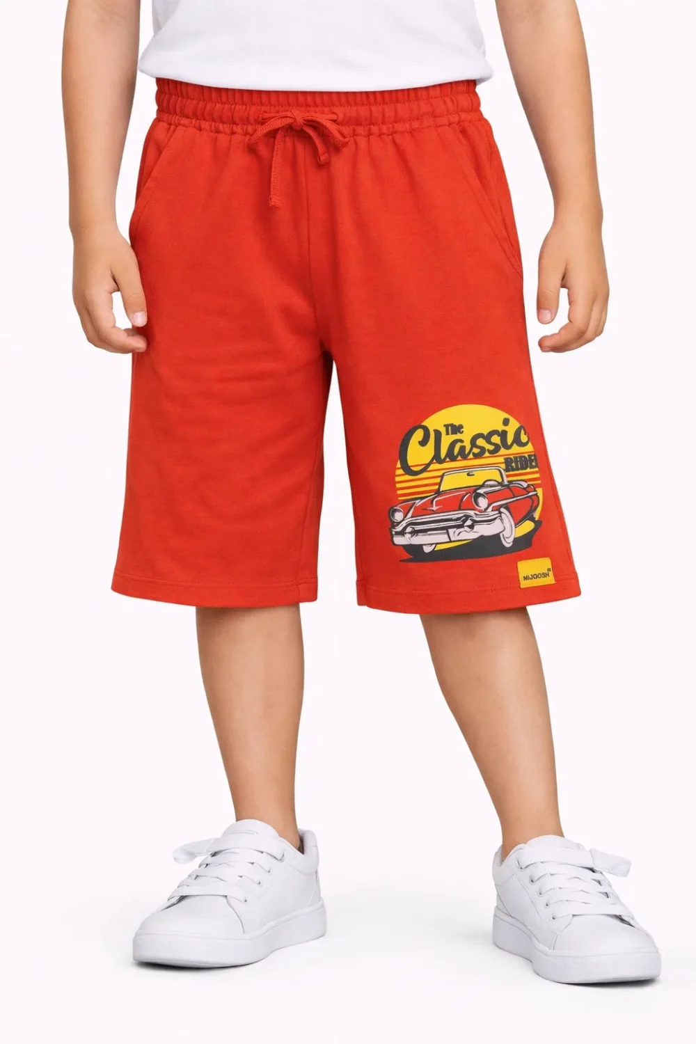 Boys Cotton Shorts | Classic Car | Fiery Red | 7-14Y