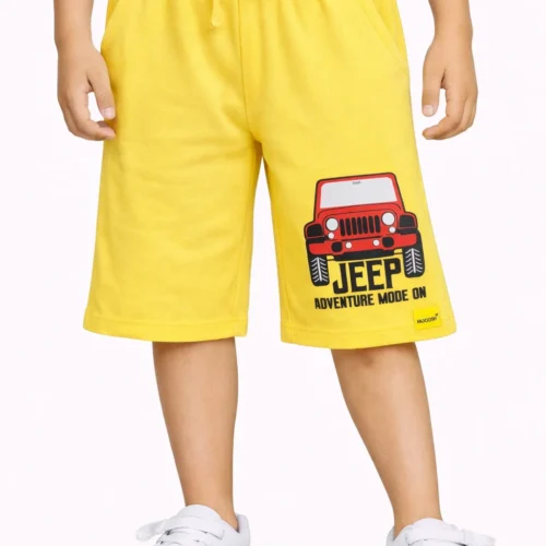 Boys Cotton Shorts | Adventure Jeep | Dandelion Yellow | 7-14Y