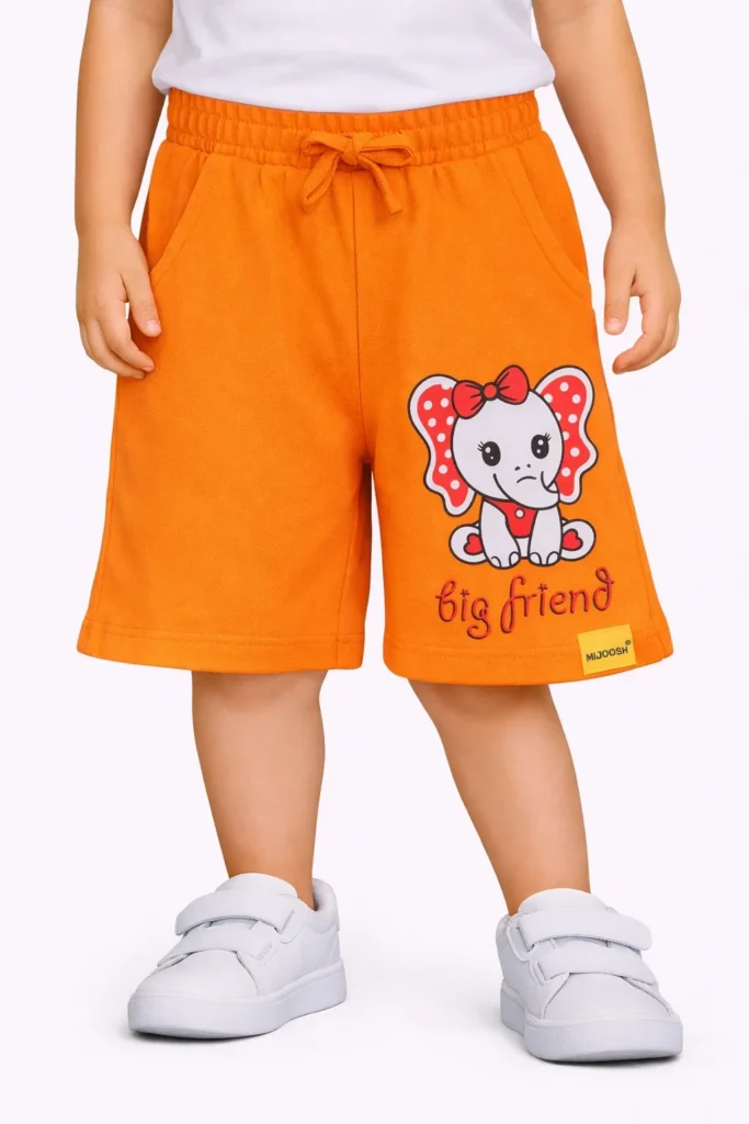 Girls Cotton Shorts | Big Elephant | Orange | 2-6Y