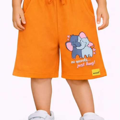 Girls Cotton Shorts | Elephant | Orange | 2-6Y