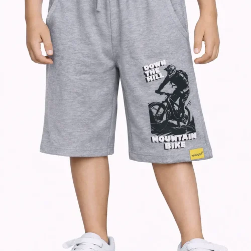 Boys Cotton Shorts | Mountain Bike | Grey Heather | 7-14Y
