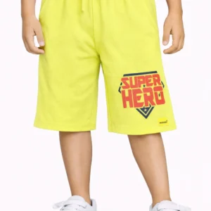 Boys Cotton Shorts | Super Hero | Sulphur Spring Lime | 7-14Y