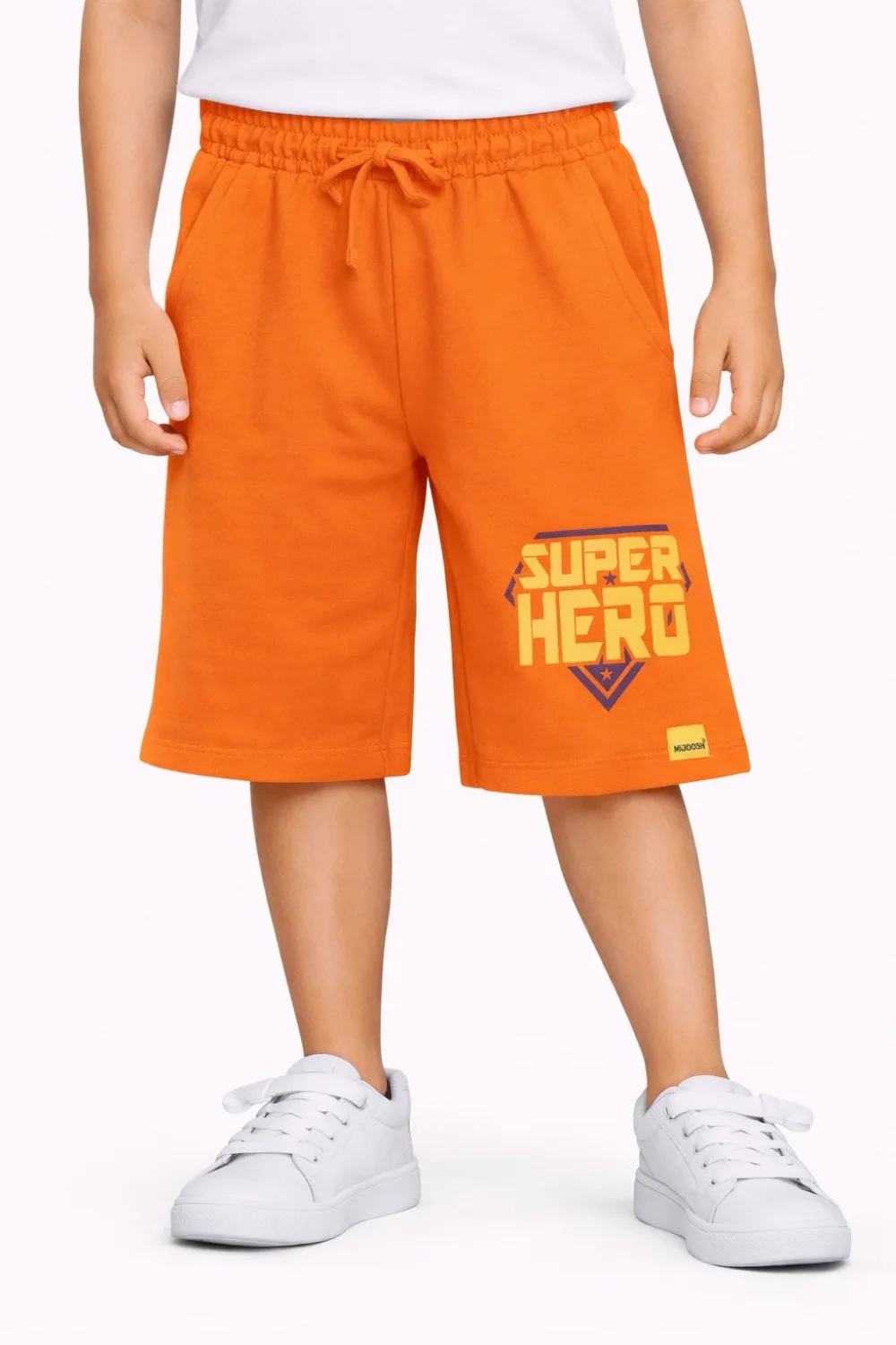 Boys Cotton Shorts | Super Hero | Scarlet Ibis Orange | 7-14Y