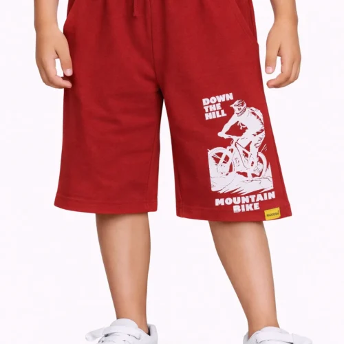 Boys Cotton Shorts | Mountain Bike | Winery Red | 7-14Y